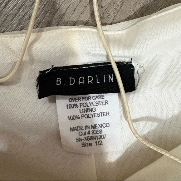 B Darlin Asymmetrical Mermaid Midi Dress Sz 1/2 White Sequin Bridal Fairy - Picture 3 of 14